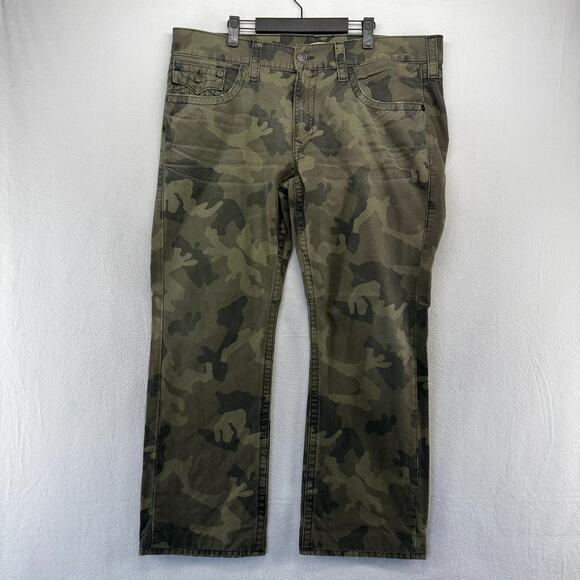 True Religion Jeans men's 40 Green Camo Military Woodland Flap Pockets USA made - Picture 1 of 14